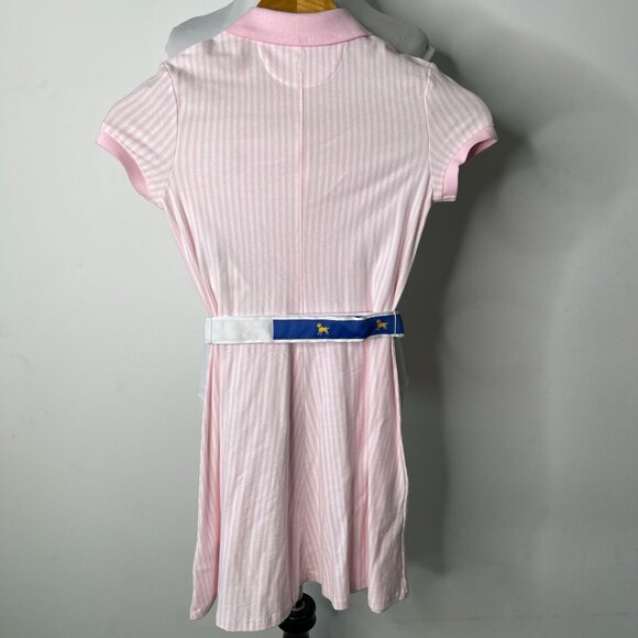 POLO Ralph Lauren Kid's Pink Belted Button Down Short Sleeve Shirt Dress Medium - Picture 3 of 9